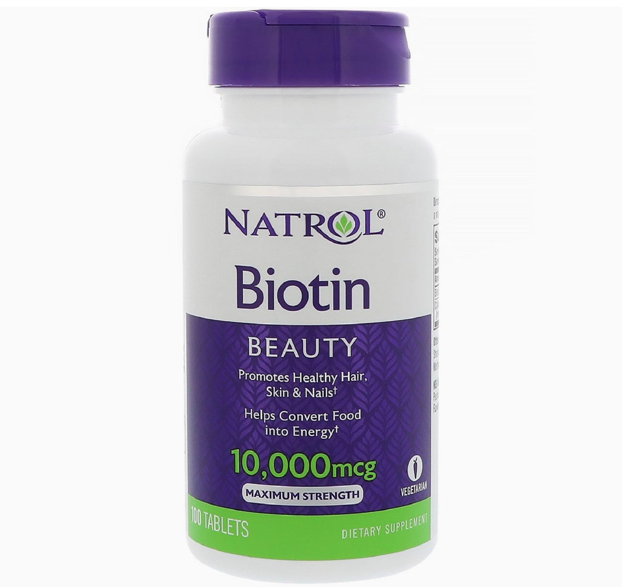 Natrol Beauty Biotin 10000mcg, Dietary Supplement for Healthy Hair, Skin, Nails and Energy Metabolism, 100 Tablets