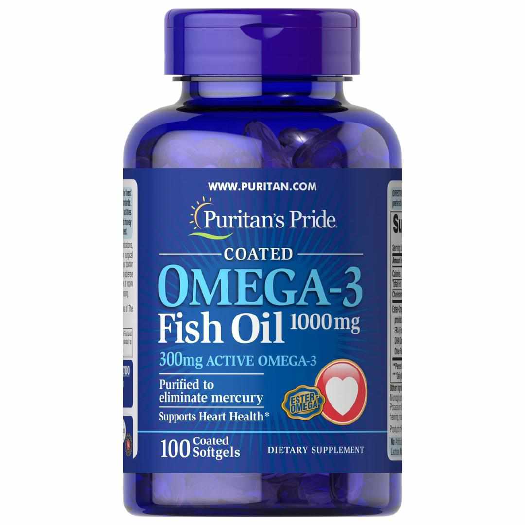 Omega-3 Fish Oil Coated 1000 mg (300 mg Active Omega-3)