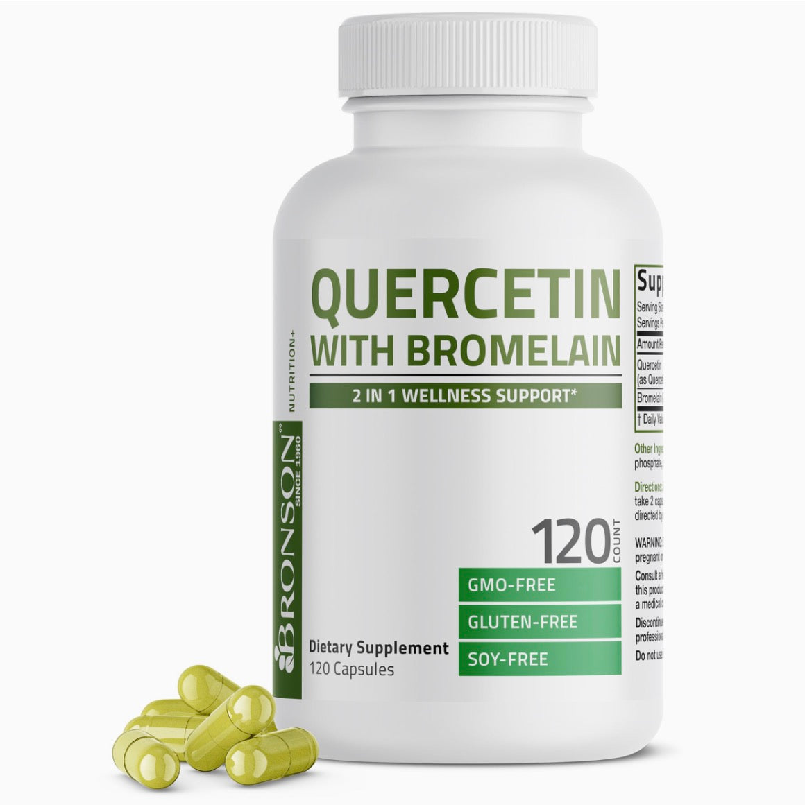 Bronson Quercetin with Bromelain, Non-GMO, 120 Capsules