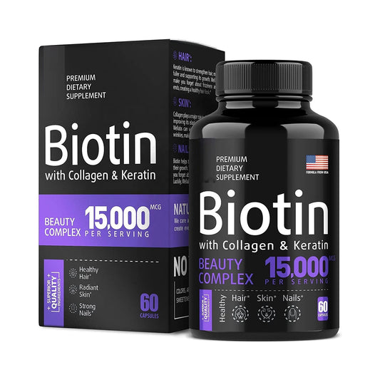 Biotin + Collagen + Keratin Supplement – Hair Growth for Men & Women – Hair Skin and Nails Vitamins