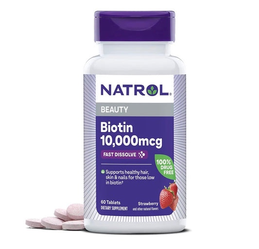 NATROL BIOTIN 10,000MCG STRAWBERRY FLAVOR & FAST DISSOLVE