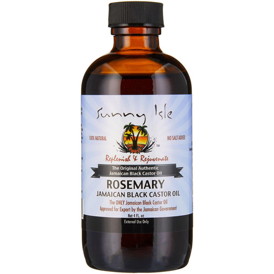 Sunny Isle Rosemary Jamaican Black Castor Oil 4oz | Hair Growth Oil | For Scalp & Skin Care No