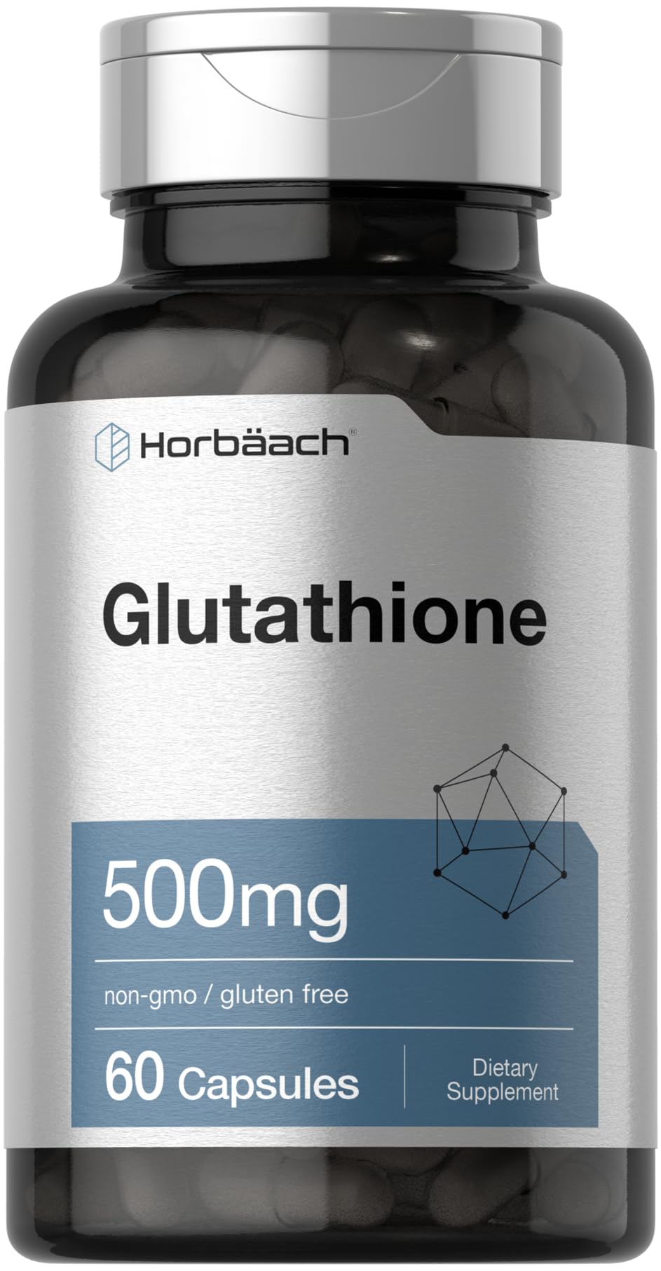 Horbäach Glutathione 500mg | 60 Capsules | Reduced Form |