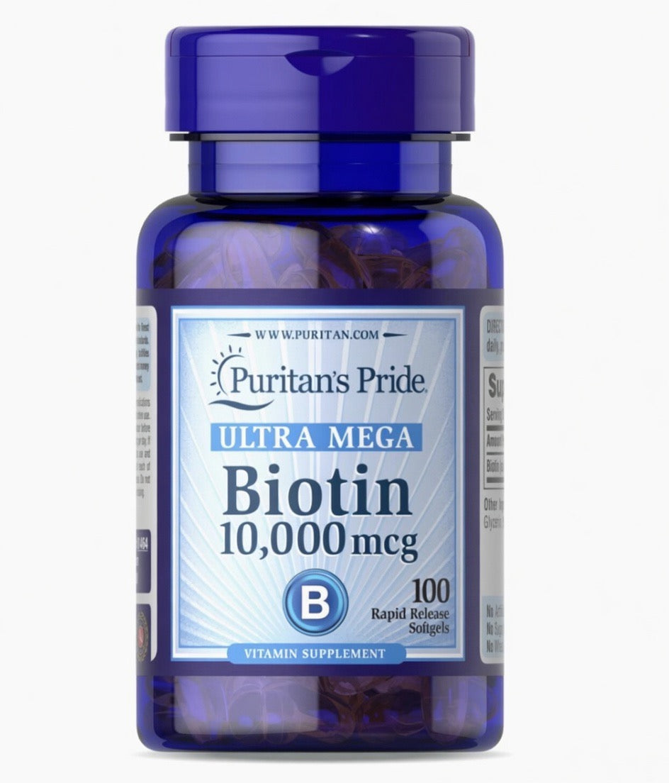 PURITANS PRIDE BIOTIN - [ 100 softgels, 10,000MCG ]