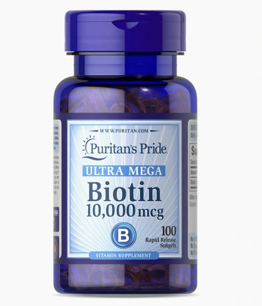 PURITANS PRIDE BIOTIN - [ 100 softgels, 10,000MCG ]